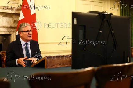 Britain's PM Starmer co-chairs the Coalition of the Willing videoconference call with European leaders on Ukraine, in London
