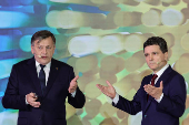 Presidential candidates take part in a debate in Bucharest ahead the first round of elections that will take part on the 4th of May