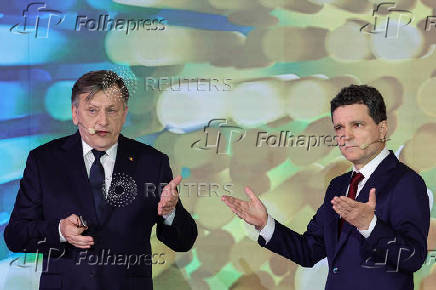 Presidential candidates take part in a debate in Bucharest ahead the first round of elections that will take part on the 4th of May