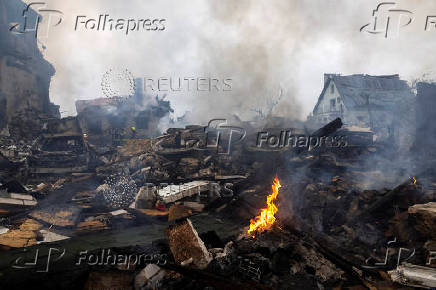 Aftermath of a Russian attack in Kyiv region