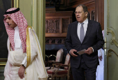 Russia's Foreign Minister Sergei Lavrov meets with Saudi Arabia's Foreign Minister Prince Faisal bin Farhan Al Saud in Moscow