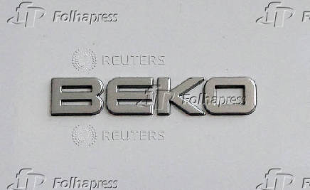 FILE PHOTO: The Beko logo is seen on the door of a refrigerator on sale at a store in Istanbul