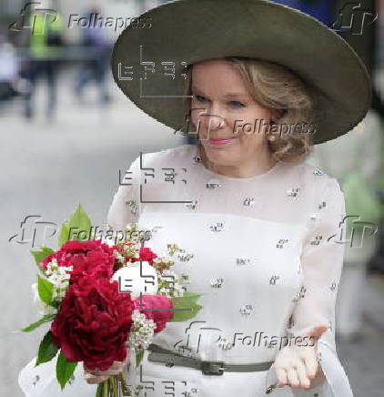Queen Mathilde of Belgium visits the Beguinage 'Ten Wijngaerde' in Bruges