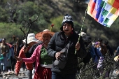 Supporters of former president Evo Morales continue with roadblocks on highway, in Parotani