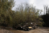 Chilean volunteers combat plastic waste in the Mapocho river, in Santiago