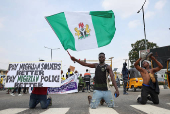 Nigerians demonstrates on the streets of Lagos to commemorate Nigeria's Democracy Day in Lagos