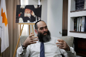 Chief Rabbi of Cyprus Arie Zeev Raskin talks during an interview with Reuters at the Jewish synagogue in Larnaca