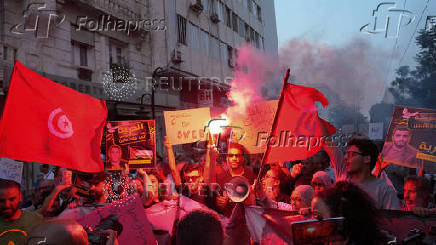 Rally against Tunisian President Kais Saied on the fourth anniversary of his power grab, in Tunis