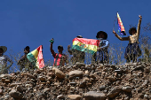 Supporters of former President Evo Morales continue with roadblocks on highway, in Parotani