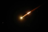 Missiles launched from Iran towards Israel are seen from Hebron