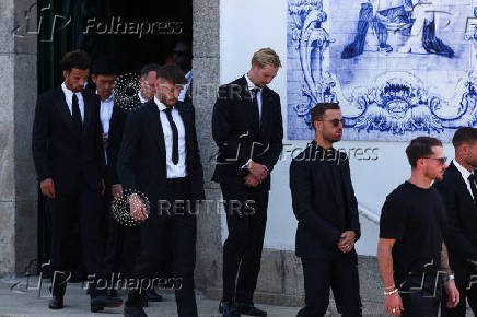 Funeral of Liverpool's Portuguese soccer player Diogo Jota and his brother Andre Silva, who died in a car crash near Zamora, Spain