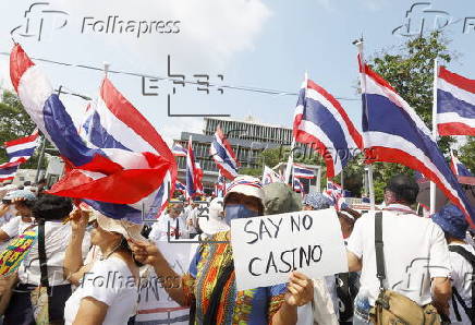 Thai protesters rally against the government's casino bill in Bangkok