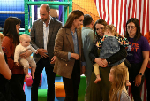 Britain's Prince William, Prince of Wales and Britain's Catherine, Princess of Wales visit to Aros Hall community hub in Tobermory