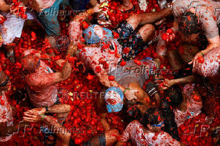 The annual 'La Tomatina' food fight festival, in Bunol