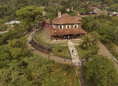 Vista de drone do Museu Castelinho na Vila de Paranapiacaba, em Santo andré (SP)