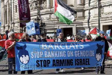 Pro-Palestinian protest outside Barclays annual general meeting in London