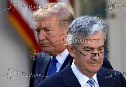 FILE PHOTO: Donald Trump and Jerome Powell are pictured in Washington