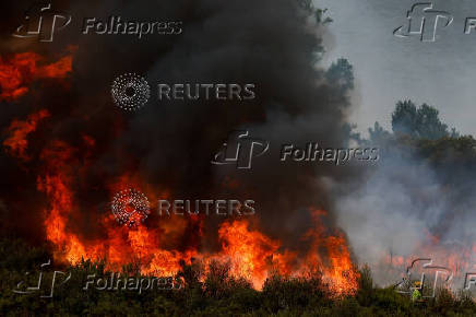 Wildfire on the outskirts of Abejera de Tabara