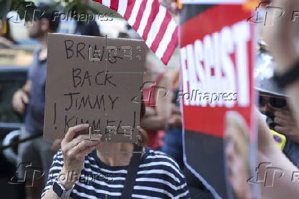Protest in New York after Jimmy Kimmel's suspension