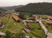 Vista de drone na Vila de Paranapiacaba, em Santaco André (SP)