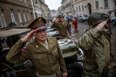 History enthusiasts participate in the 'Convoy of Liberty' in Prague