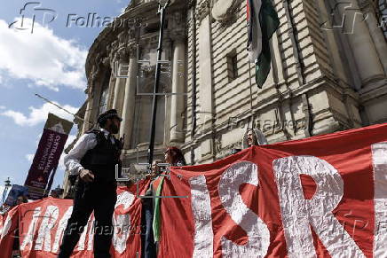 Pro-Palestinian protest outside Barclays annual general meeting in London