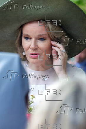 Queen Mathilde of Belgium visits the Beguinage 'Ten Wijngaerde' in Bruges