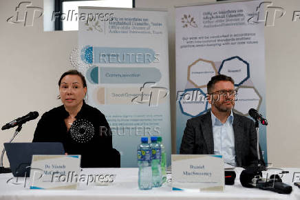 Director of Authorised Intervention, Tuam, MacSweeney and Senior Forensic Consultant McCullagh attend a press conference ahead of a visit to the excavation site of Bon Secours Mother and Baby Home, in Tuam