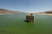 A view of Lake Qaraoun, Lebanon's largest reservoir, which is experiencing drought, according to the Litani River National Authority, near the village of Qaraoun