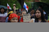 Mujeres panameñas marchan por derechos humanos y justicia social