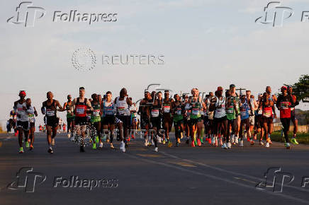 Runner competes in the Comrades Marathon, South Africa