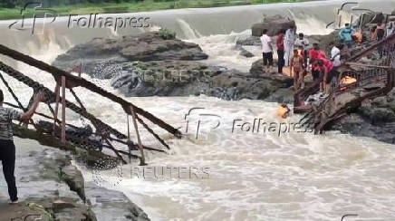 A bridge collapsed over the Indrayani river, in Pune
