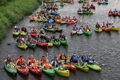 People attend Pilica Trail on Pilica River