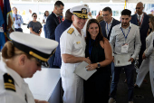 Naturalization ceremony for new U.S. citizens aboard USS New York in Fort Lauderdale