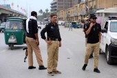 Pakistani security guard checkpoints after India's missile strikes