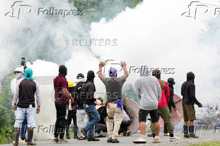 Embera people protest against government's social reforms and Memorandum of Understanding between Panama and the U.S, in Arimae