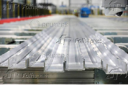 FILE PHOTO: Magna Aluminum Profile's new facility is North America's fully-electric and automated aluminum extrusion line, in Salaberry de Valleyfield
