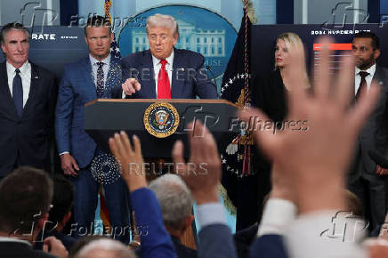 U.S. President Trump meets members of the media at the White House in Washington, D.C