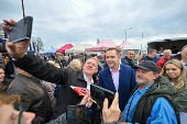 Polish presidential candidate Karol Nawrocki campaigns in Radzymin