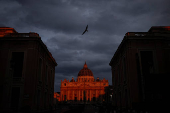 A view of St. Peter's Basilica, at St. Peter's Square, as seen from Rome