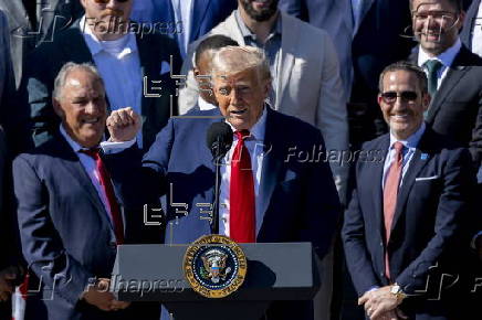US President Donald Trump greets the 2025 Super Bowl champion Philadelphia Eagles