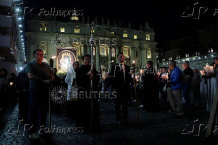 Torchlight procession ahead of the Conclave in St Peter's Square at the Vatican