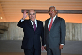 Brazil's Foreign Minister Mauro Vieira welcomes European Council President Antonio Costa at the Itamaraty Palace in Brasilia
