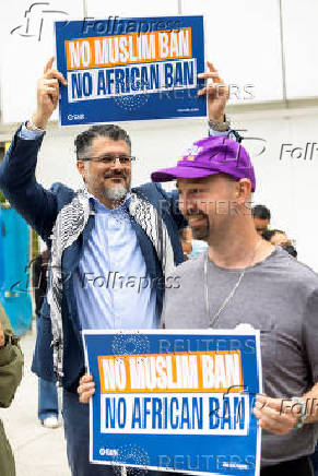 Protest against President Trump's new sweeping travel ban at LAX