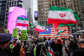 Protest in support of Iran and Palestinians, at Times Square in New York