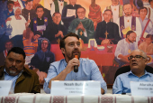 Executive Director of Cristosal Noah Bullock addresses the media, in Guatemala City