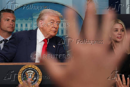 U.S. President Trump meets members of the media at the White House in Washington, D.C