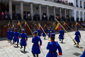 Ecuador's President Daniel Noboa attends a military change of guard ceremony in Quito
