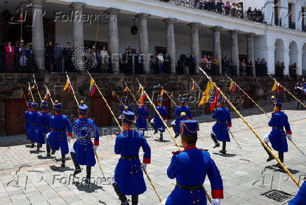 Ecuador's President Daniel Noboa attends a military change of guard ceremony in Quito