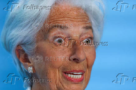 ECB President Lagarde addresses the media, in Frankfurt